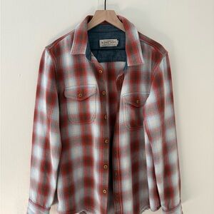 Outerknown Red and White Plaid Blanket Shirt